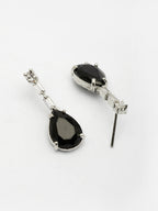 NVR Women's Silver-Plated Black American Diamond-Studded Handcrafted Jewellery Set