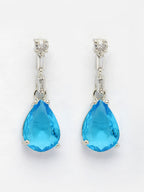 NVR Women's Silver-Plated Blue American Diamond-Studded Handcrafted Jewellery Set