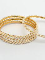 NVR Women Set of 4 Gold-Polished Pearls Handcrafted Traditional Bangles - Distacart