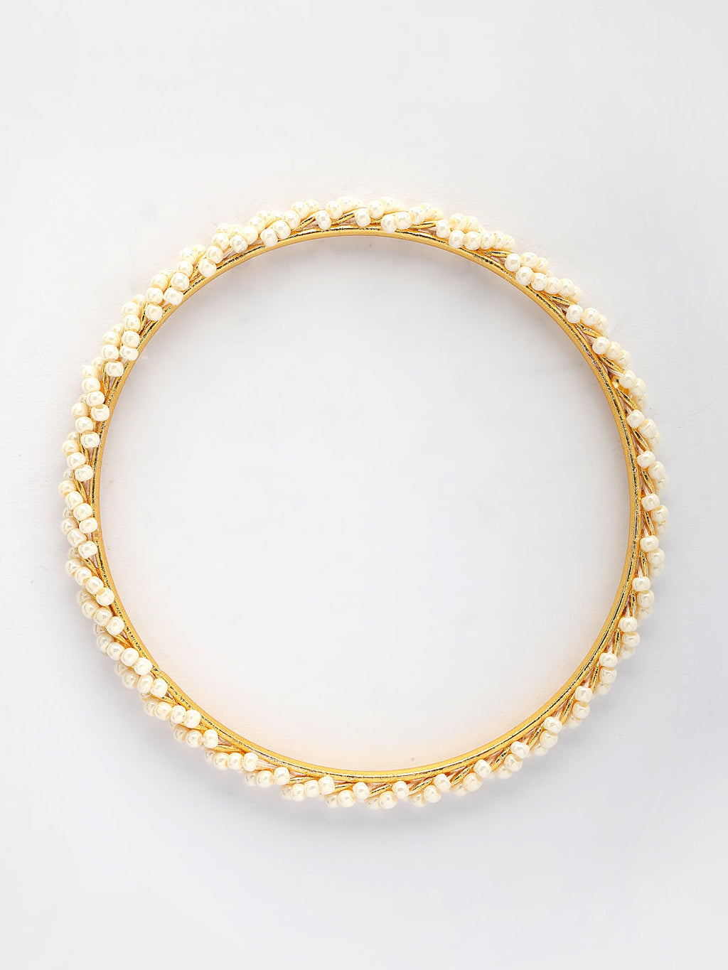 NVR Women Set of 4 Gold-Polished Pearls Handcrafted Traditional Bangles - Distacart