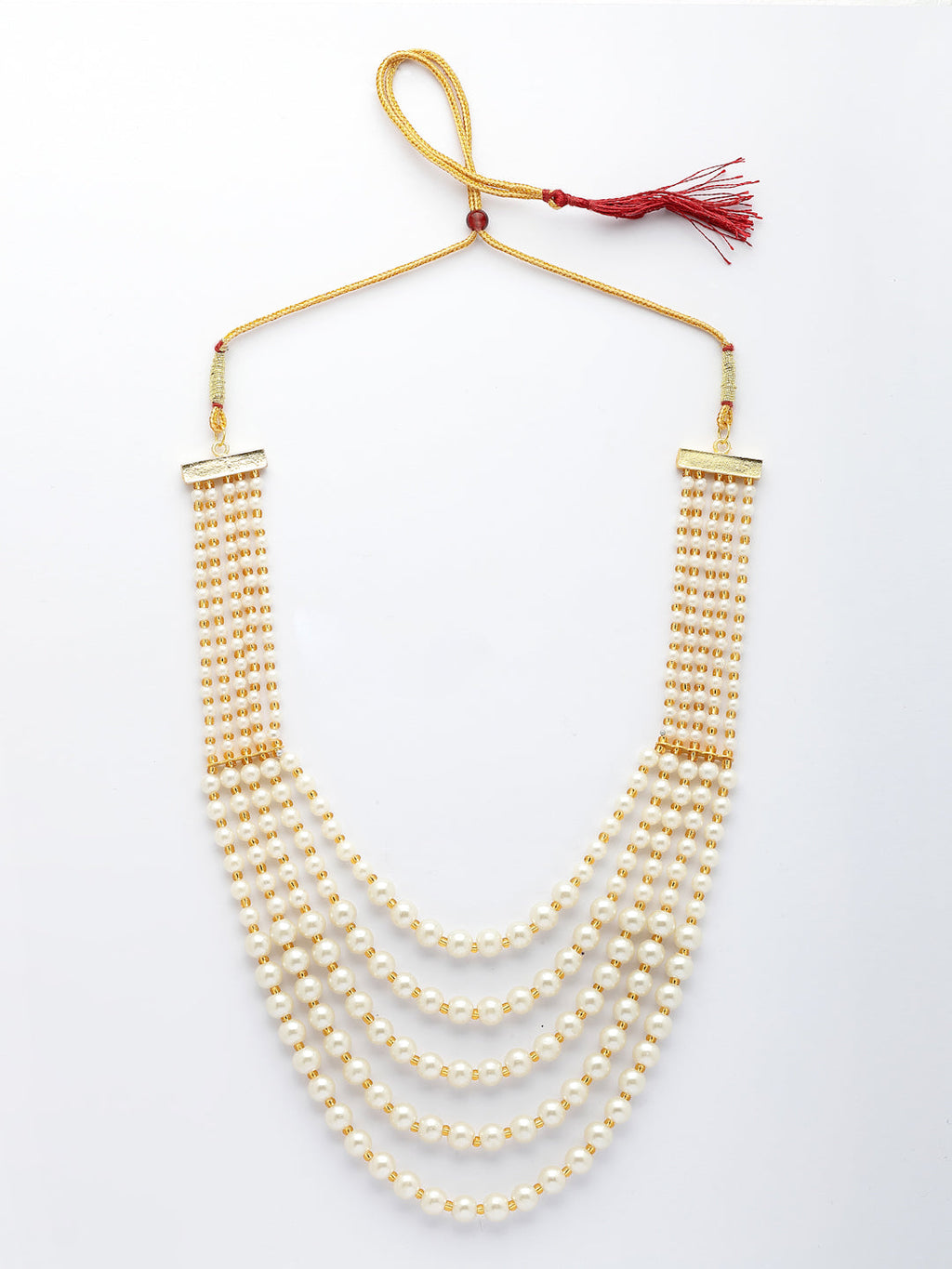 NVR Women Handcrafted White Beaded Layered Necklace - Distacart