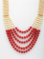NVR Women Handcrafted Red & White Beaded Layered Necklace - Distacart