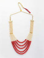 NVR Women Handcrafted Red & White Beaded Layered Necklace - Distacart