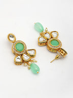 NVR Women Green Stones with Kundan Studded Long Jewellery Set