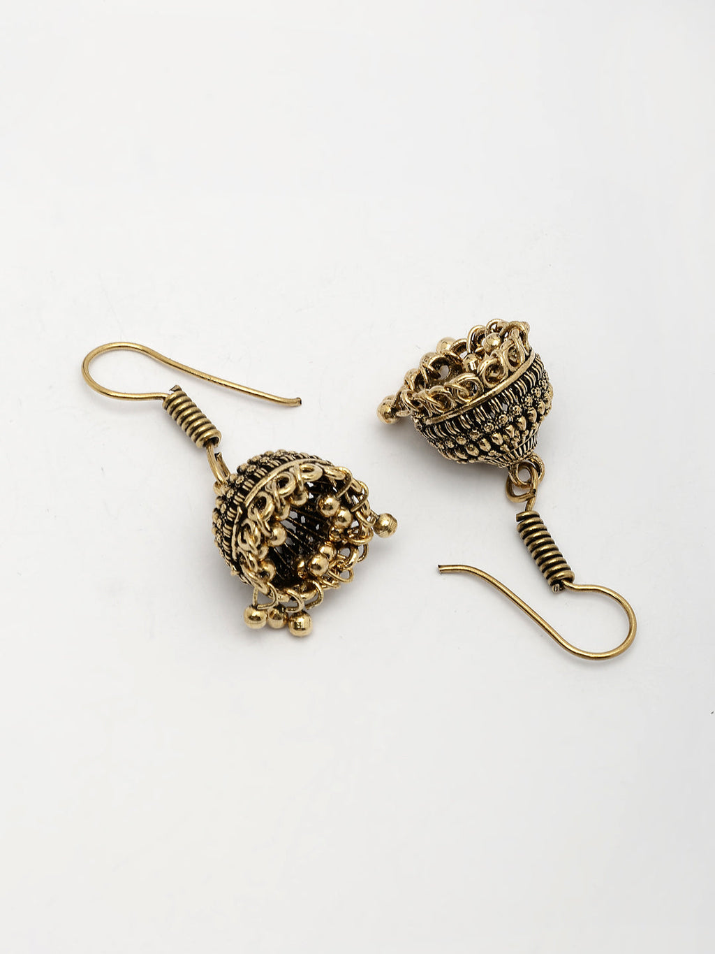 NVR Women Gold-Polished Traditional Oxidized Jhumka Earrings - Distacart