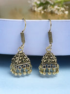 NVR Women's Oxidized Gold-Polished Jhumka Earrings - Distacart