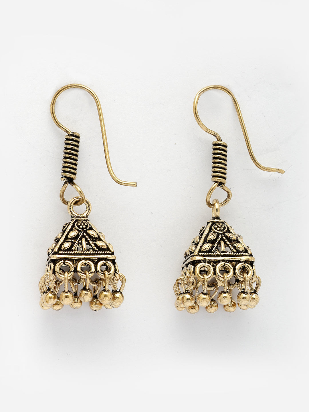 NVR Women's Oxidized Gold-Polished Jhumka Earrings - Distacart