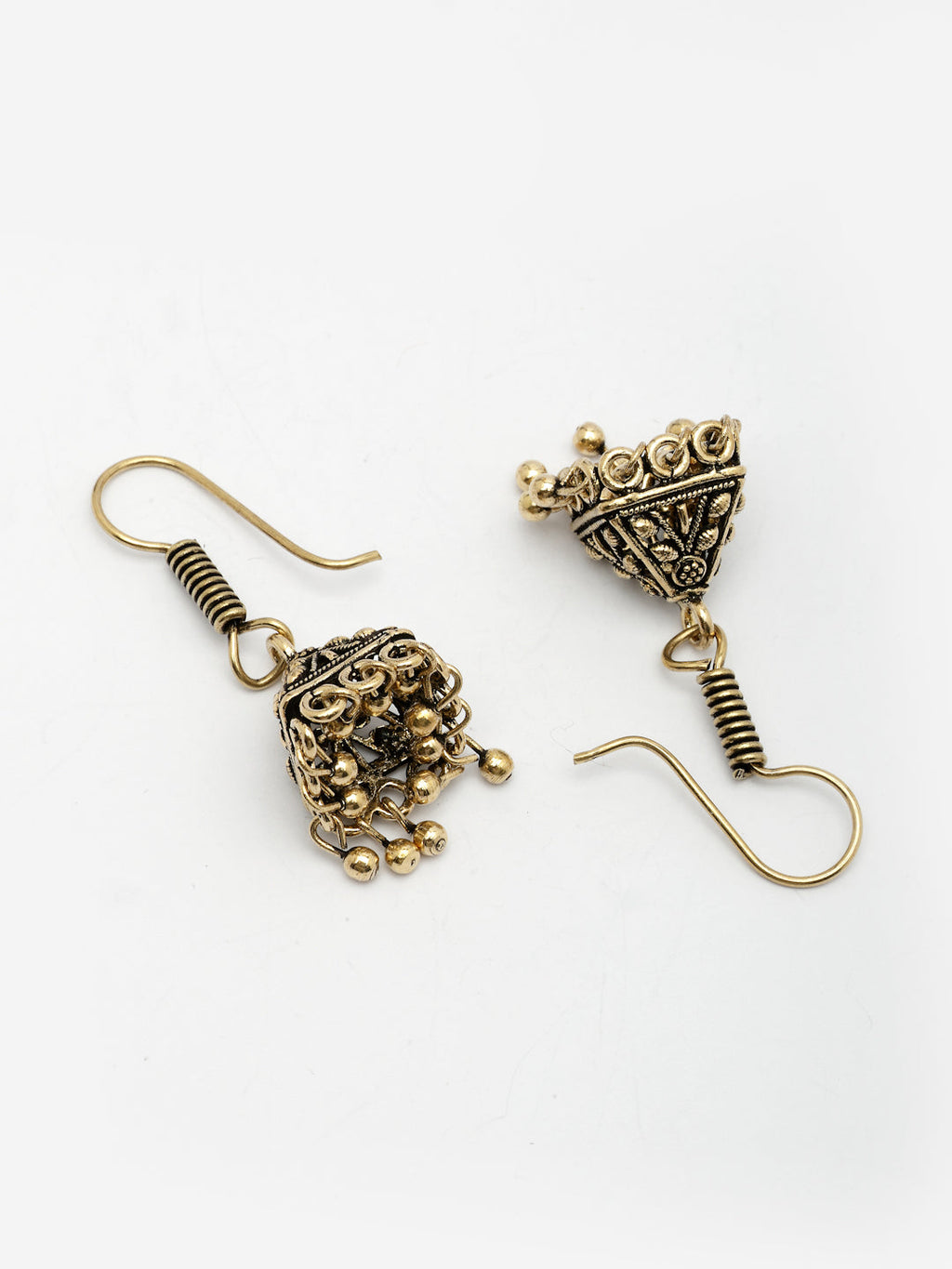 NVR Women's Oxidized Gold-Polished Jhumka Earrings - Distacart