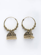 NVR Women's Ethnic Gold-Polished Oxidized Jhumka Earrings - Distacart