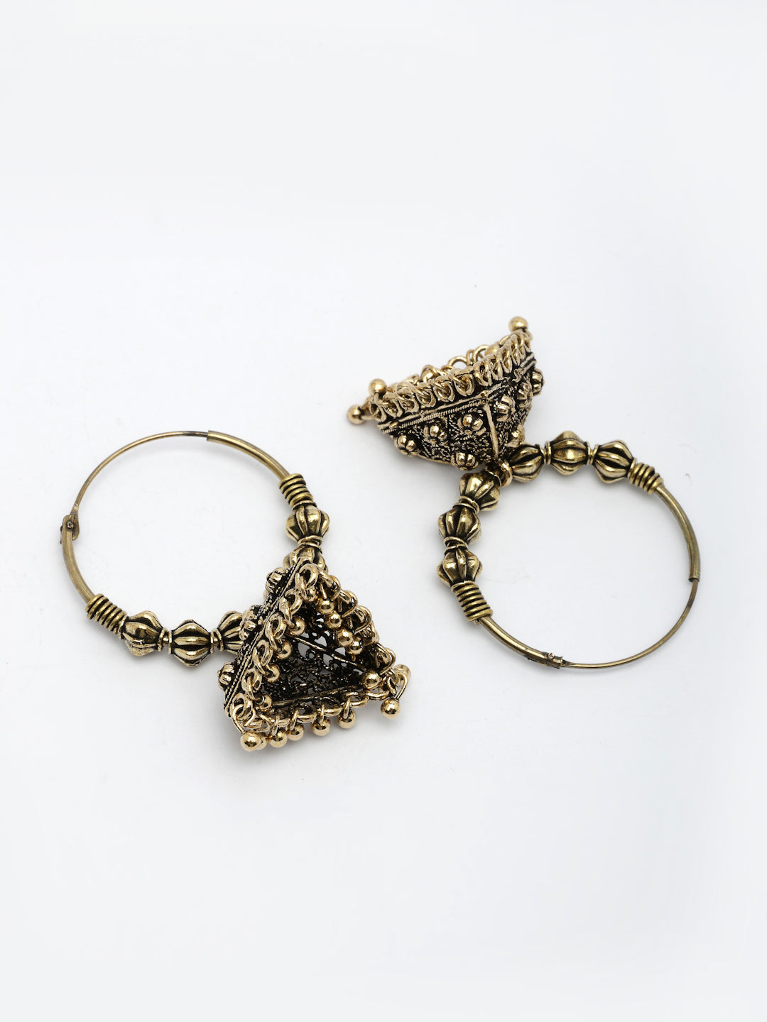 NVR Women's Ethnic Gold-Polished Oxidized Jhumka Earrings - Distacart