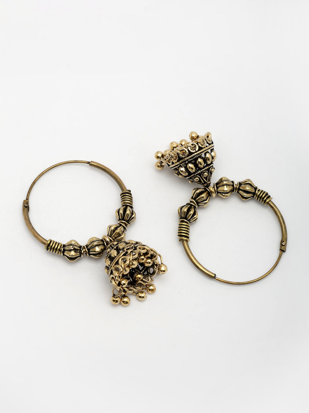NVR Women's Traditional Gold-Polished Oxidized Jhumka Earrings - Distacart