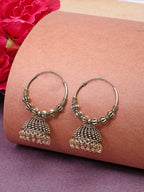 NVR Women's Handmade Gold-Polished Oxidized Traditional Jhumka Earrings - Distacart