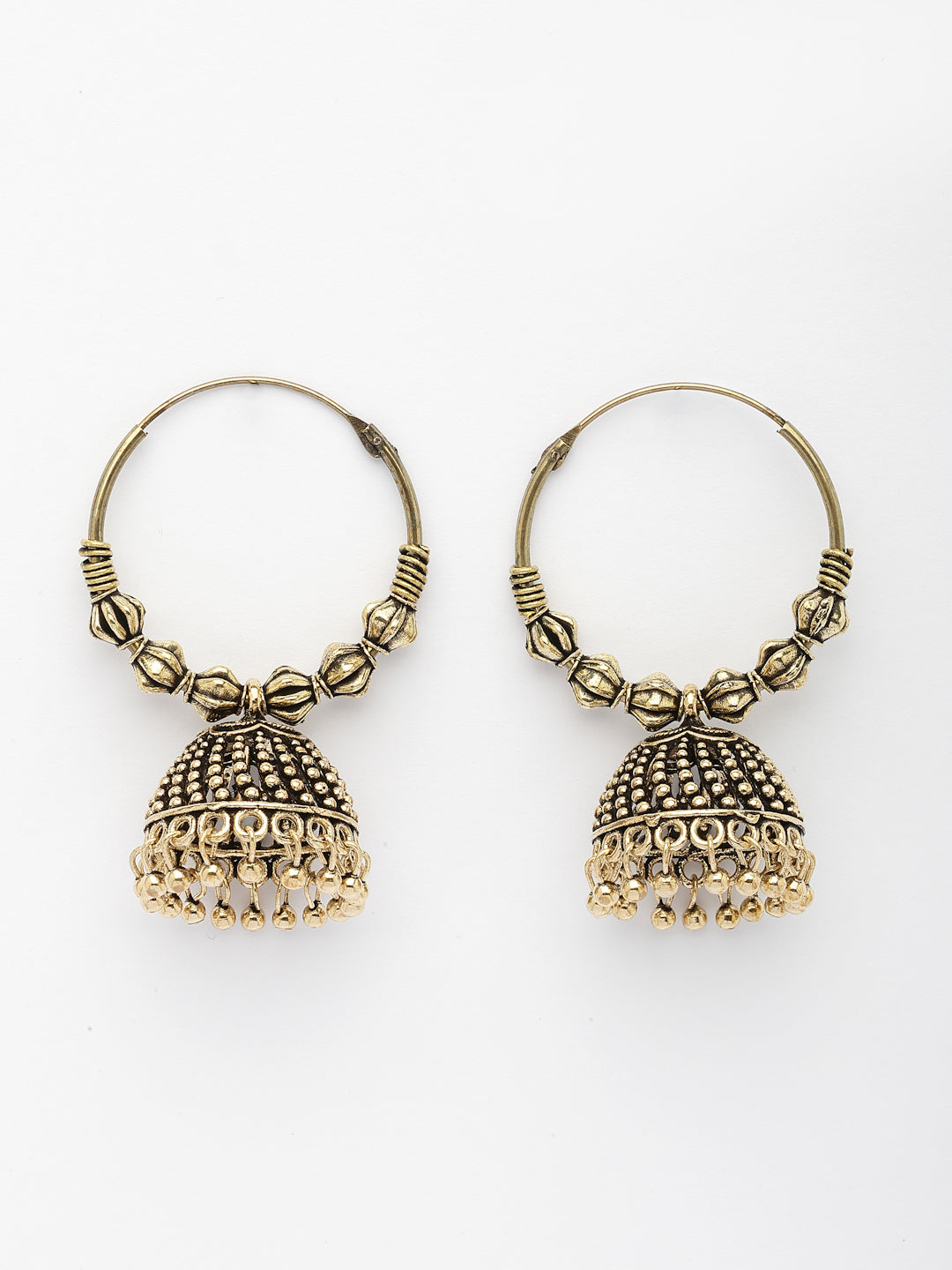 NVR Women's Handmade Gold-Polished Oxidized Traditional Jhumka Earrings - Distacart