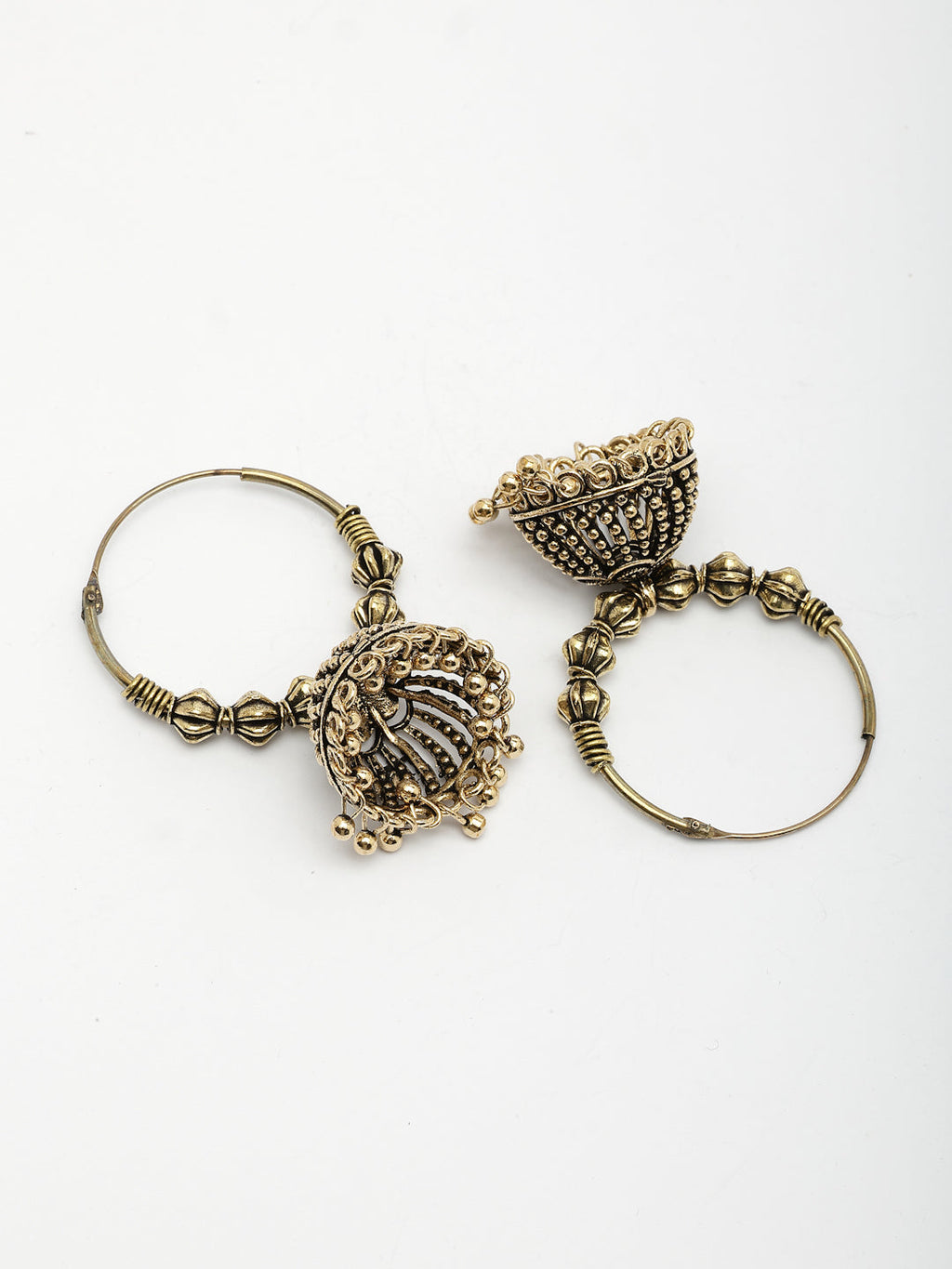 NVR Women's Handmade Gold-Polished Oxidized Traditional Jhumka Earrings - Distacart