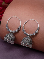 NVR Women's Silver Plated Oxidized Contemporary Jhumka Earrings - Distacart