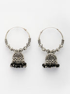 NVR Women Oxidized Silver Plated Black Artificial Beads Jhumka Earrings - Distacart