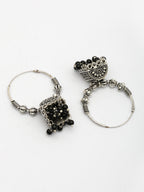 NVR Women Oxidized Silver Plated Black Artificial Beads Jhumka Earrings - Distacart