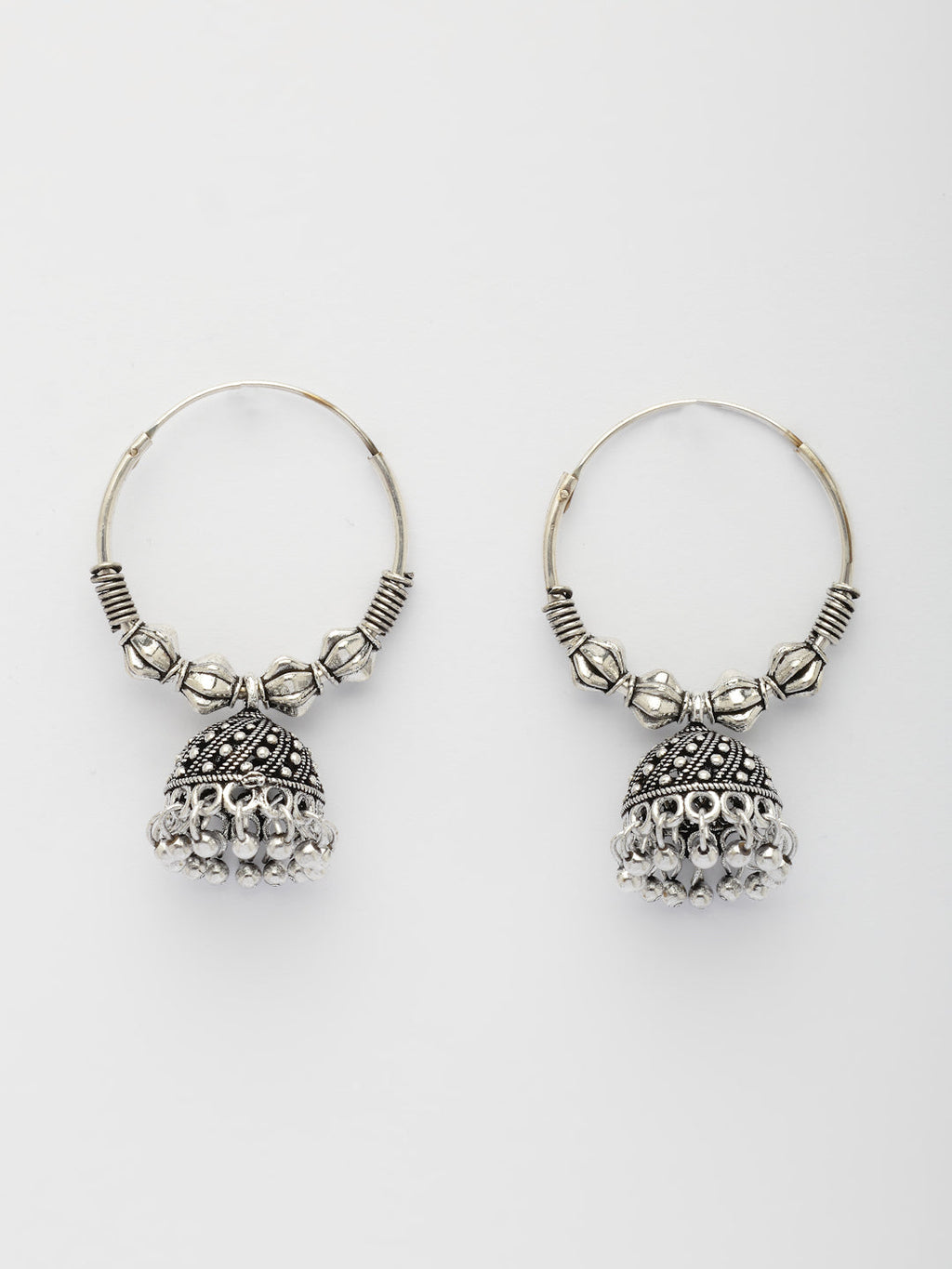 NVR Women's Ethnic Silver Plated Oxidized Circle Jhumka Earrings - Distacart