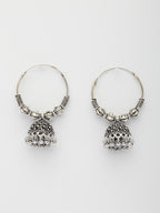 NVR Women's Ethnic Silver Plated Oxidized Circle Jhumka Earrings - Distacart