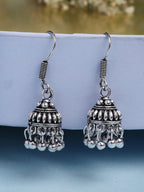 NVR Women's Traditional Silver Plated Oxidized Jhumka Earrings - Distacart