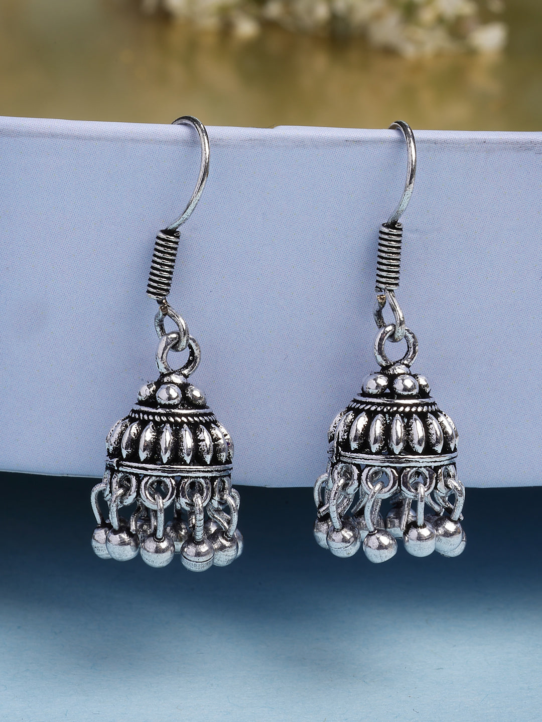NVR Women's Traditional Silver Plated Oxidized Jhumka Earrings - Distacart