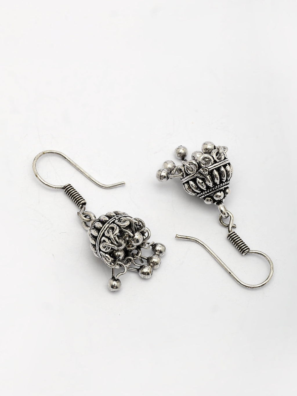NVR Women's Traditional Silver Plated Oxidized Jhumka Earrings - Distacart
