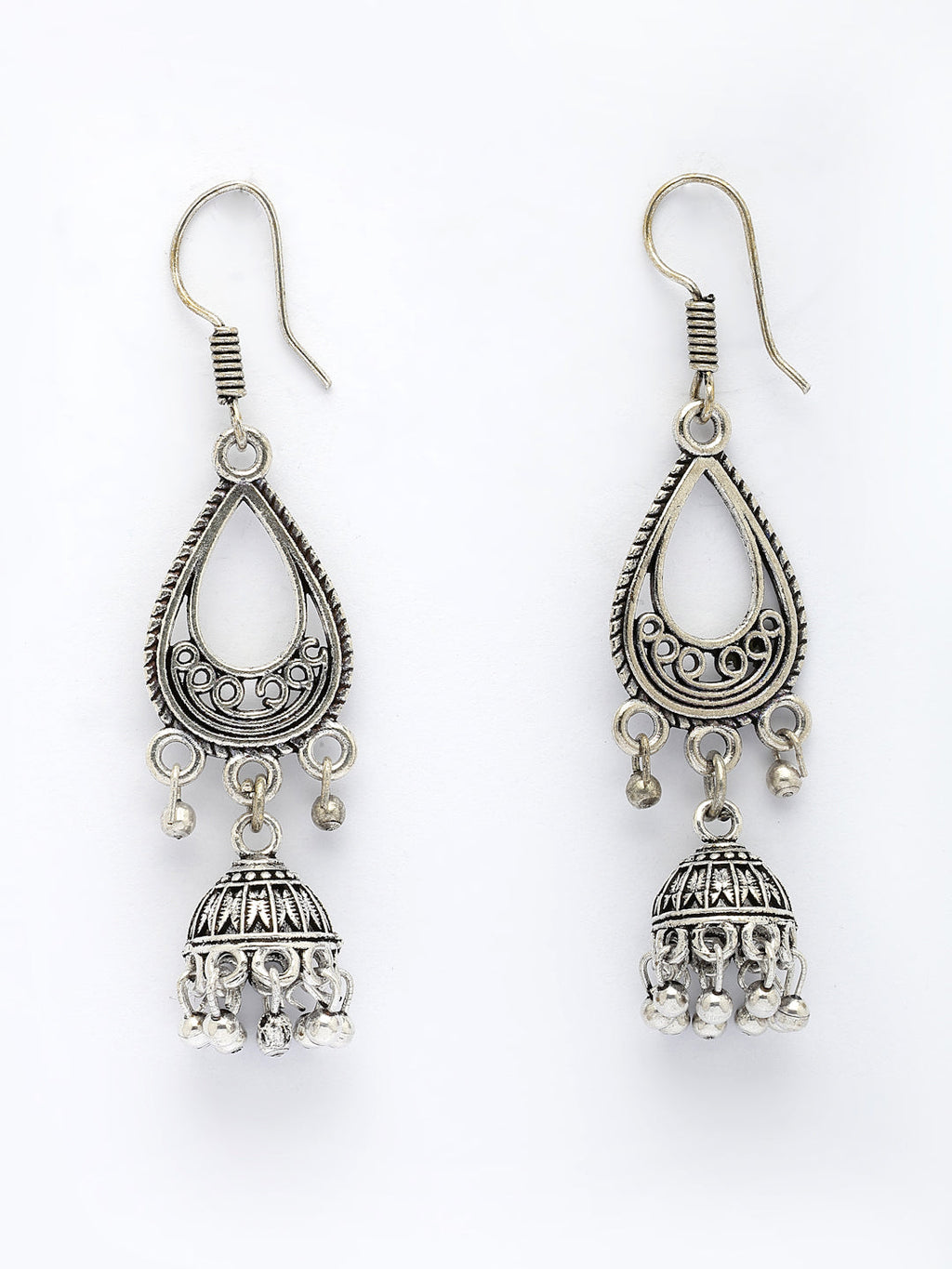NVR Women Silver Plated German Silver Jhumka Earrings - Distacart