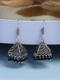 NVR Women's Oxidized Silver Plated Black Artificial Beads Jhumka Earrings - Distacart