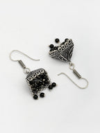 NVR Women's Oxidized Silver Plated Black Artificial Beads Jhumka Earrings - Distacart