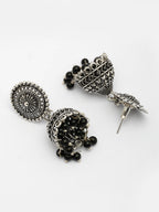 NVR Women's Oxidized Silver Plated Black Artificial Beads Jhumka Earrings - Distacart