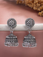 NVR Women Silver Plated Traditional Oxidized Jhumka Earrings - Distacart