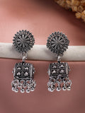 NVR Women Silver-Plated Oxidized Contemporary Jhumkas Earrings - Distacart