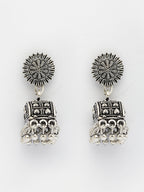 NVR Women Silver-Plated Oxidized Contemporary Jhumkas Earrings - Distacart