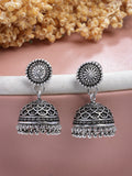 NVR Women Silver Plated Round Shape Oxidized Traditional Jhumka Earrings - Distacart