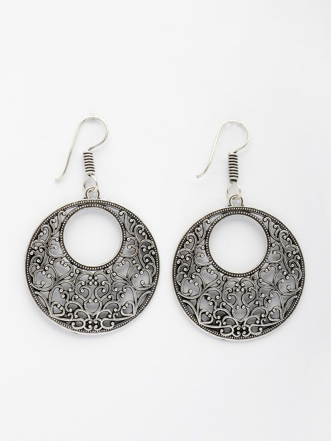 NVR Women Ethnic Silver-Plated Oxidized Chandbali Earrings - Distacart