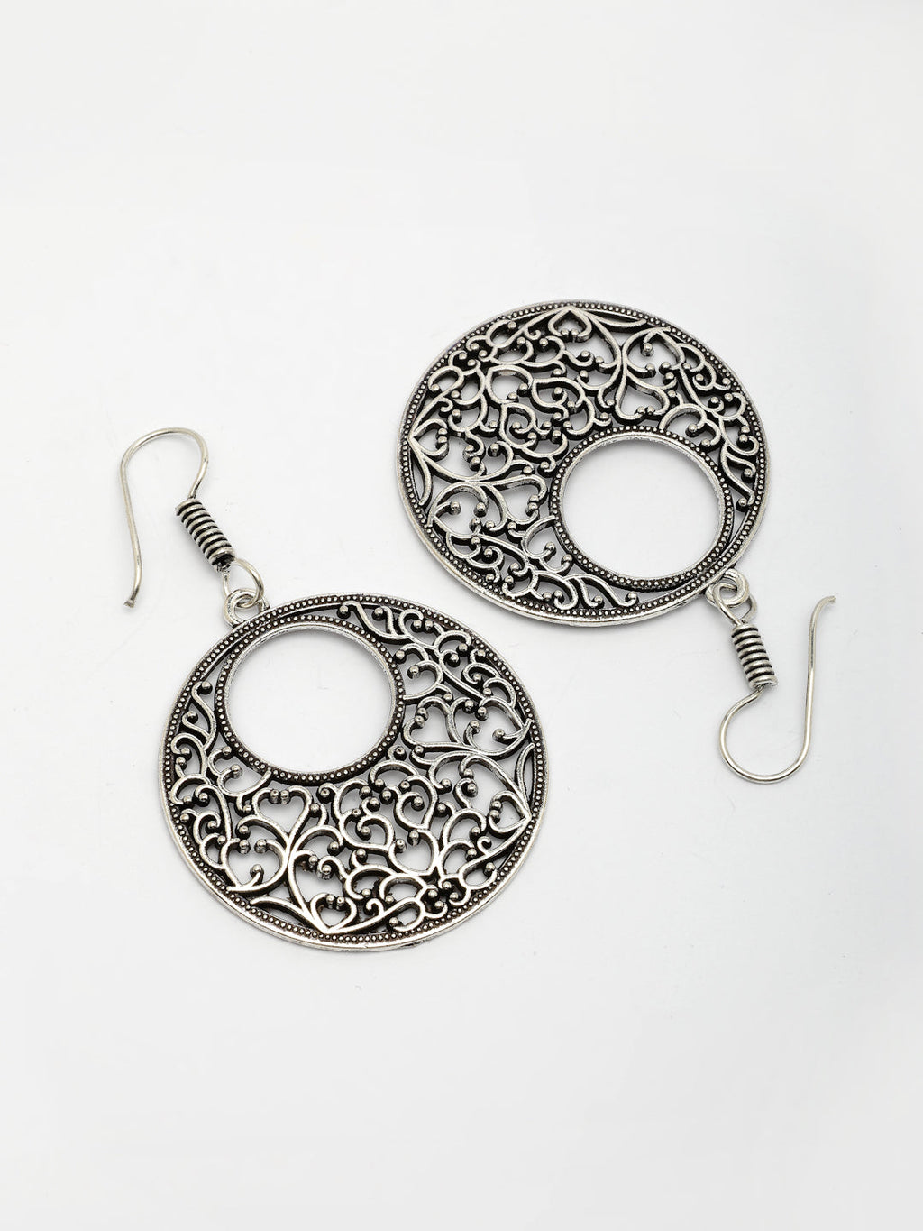 NVR Women Ethnic Silver-Plated Oxidized Chandbali Earrings - Distacart