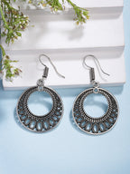 NVR Women Ethnic Oxidized Silver-Plated Chandbali Earrings - Distacart