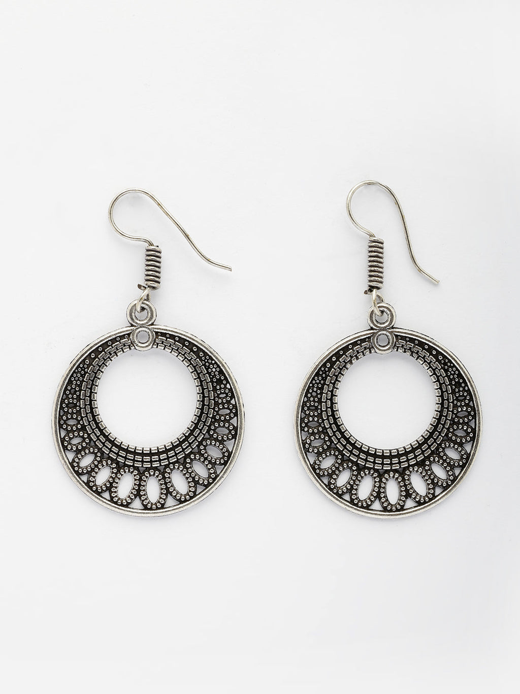 NVR Women Ethnic Oxidized Silver-Plated Chandbali Earrings - Distacart
