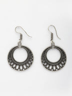 NVR Women Ethnic Oxidized Silver-Plated Chandbali Earrings - Distacart