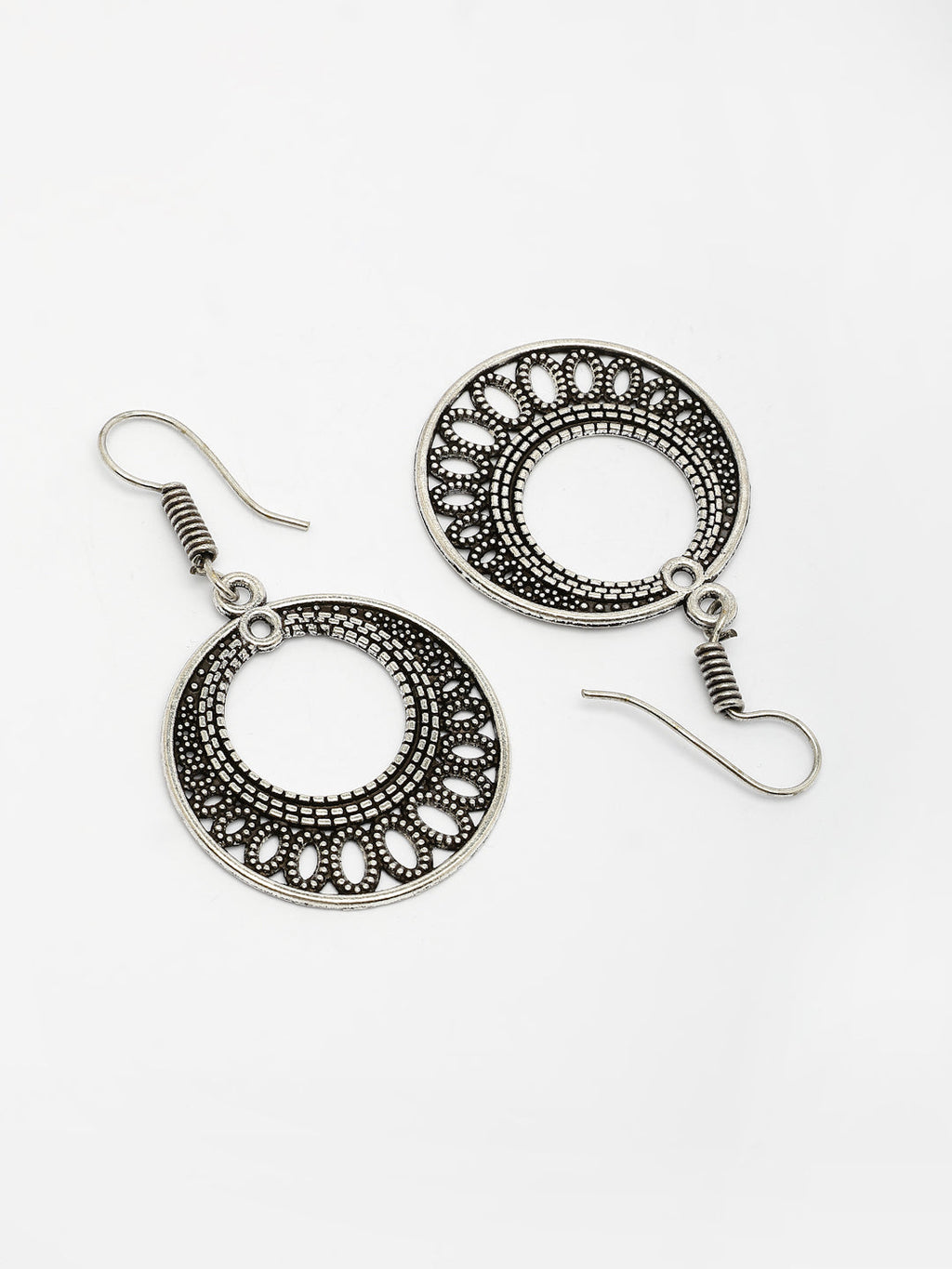 NVR Women Ethnic Oxidized Silver-Plated Chandbali Earrings - Distacart