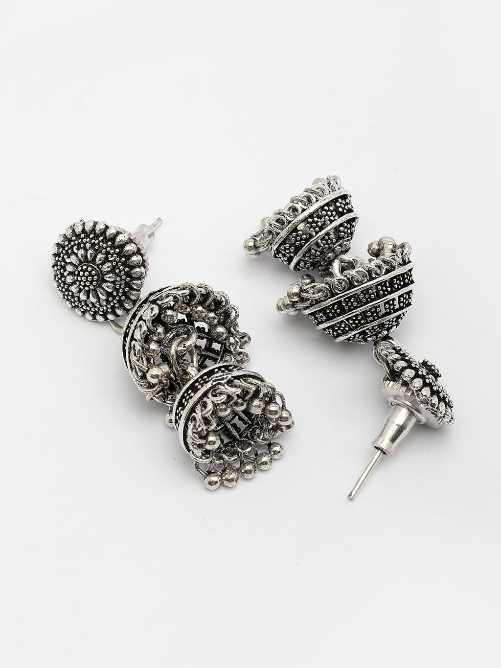 NVR Women Silver Plated Oxidized German Silver Jhumka Earrings - Distacart