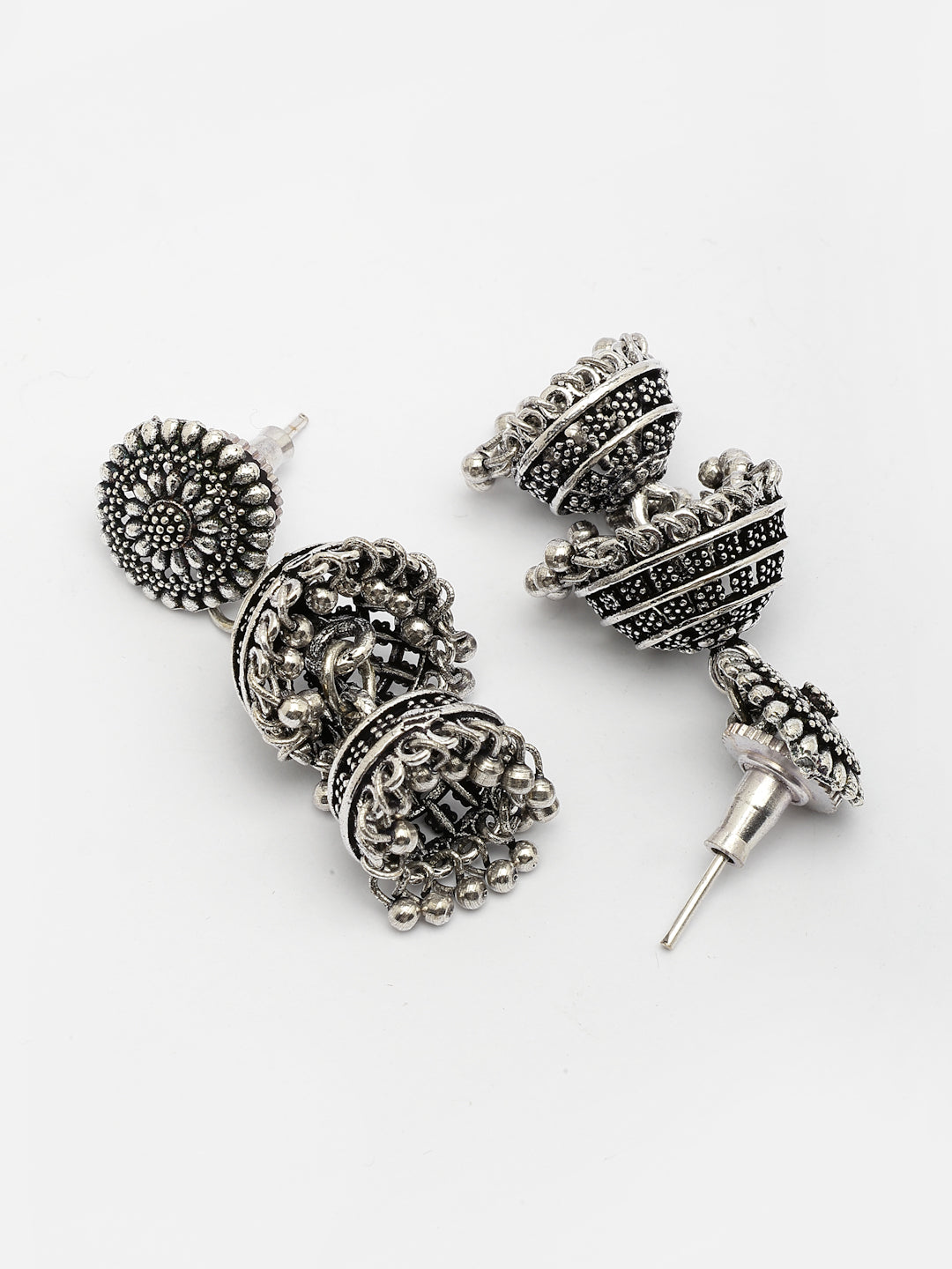 NVR Women Silver Plated Oxidized German Silver Jhumka Earrings - Distacart