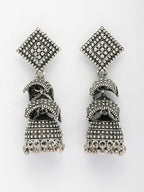 NVR Women's Traditional Oxidized Silver Plated Jhumka Earrings - Distacart