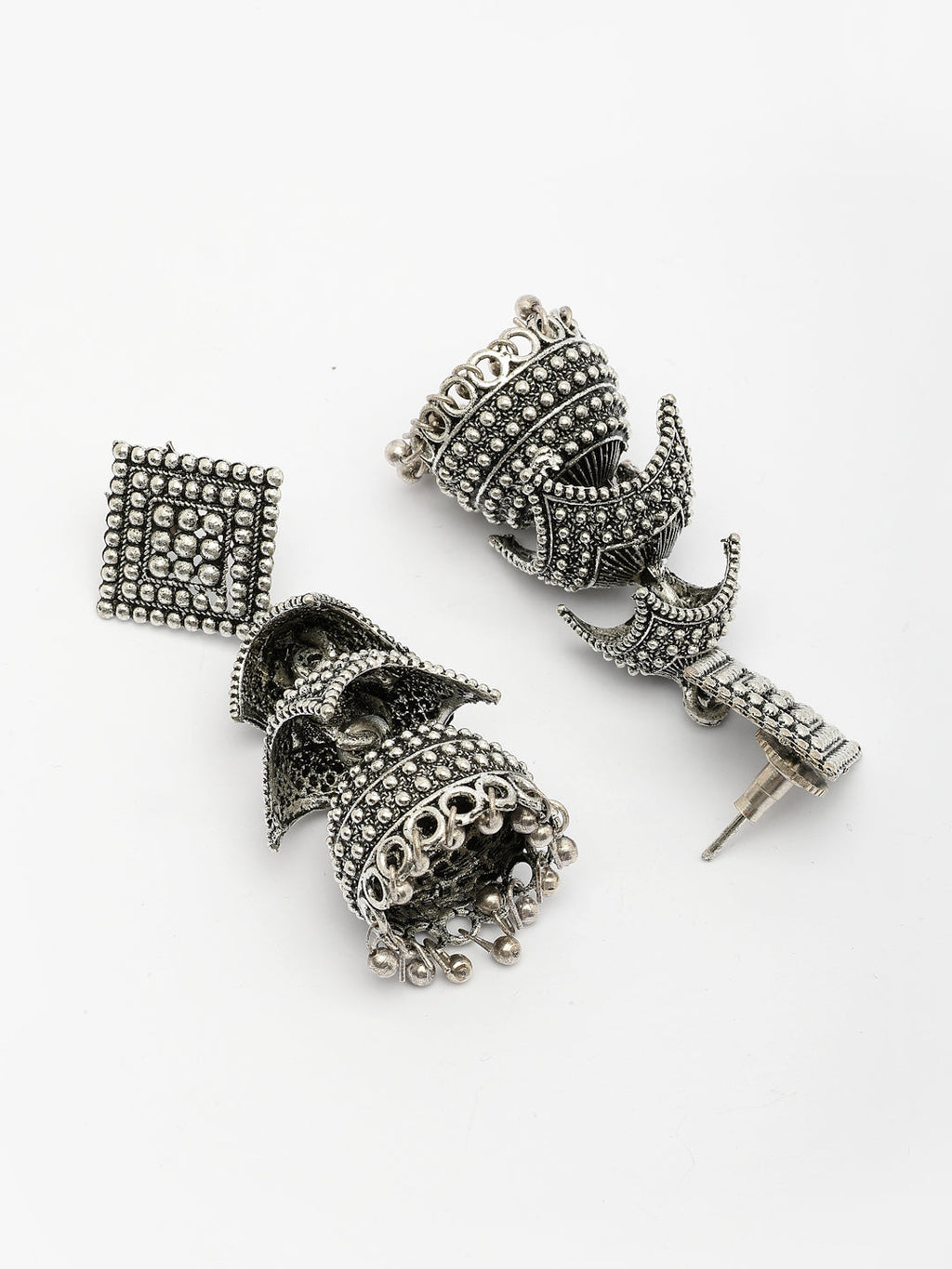 NVR Women's Traditional Oxidized Silver Plated Jhumka Earrings - Distacart