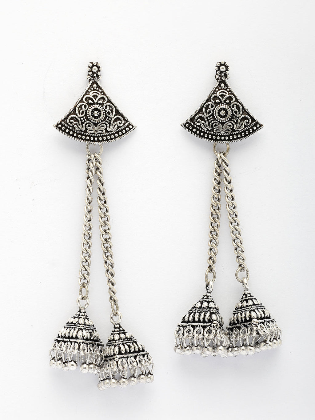 NVR Women Silver Toned Oxidized German Silver Jhumka Earrings - Distacart