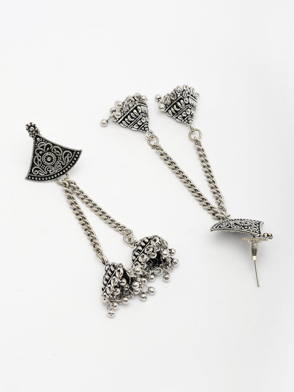 NVR Women Silver Toned Oxidized German Silver Jhumka Earrings - Distacart
