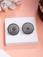 NVR Women Oxidized Silver Plated Round Shape Traditional Stud Earrings - Distacart