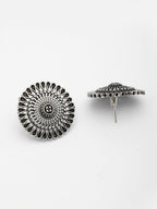 NVR Women Oxidized Silver Plated Round Shape Traditional Stud Earrings - Distacart