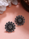 NVR Women's Silver Plated Oxidized Round Shape Traditional Stud Earrings - Distacart