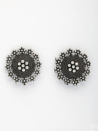 NVR Women's Silver Plated Oxidized Round Shape Traditional Stud Earrings - Distacart